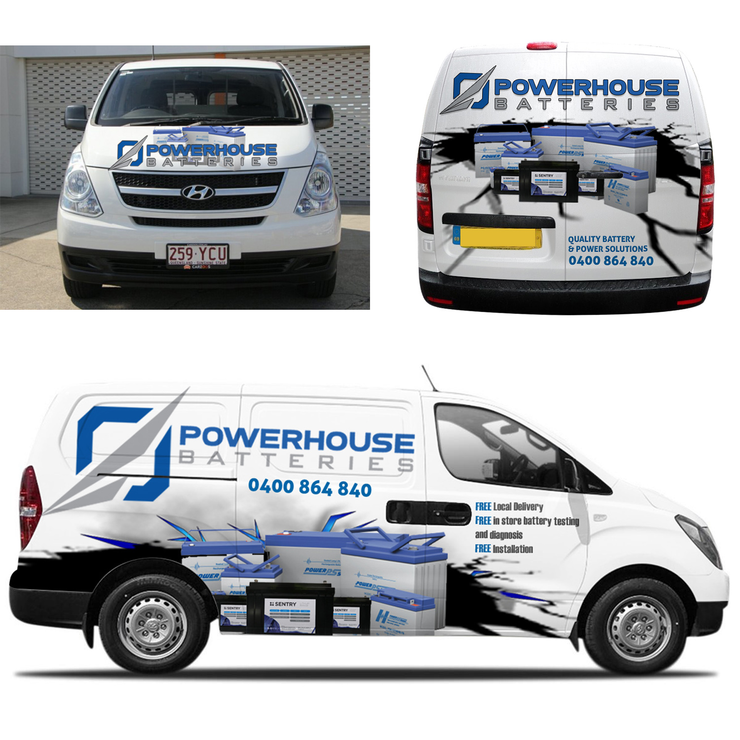 Car Wrap Design by aabirk09 for Powerhouse Batteries Pty Ltd | Design #19860857