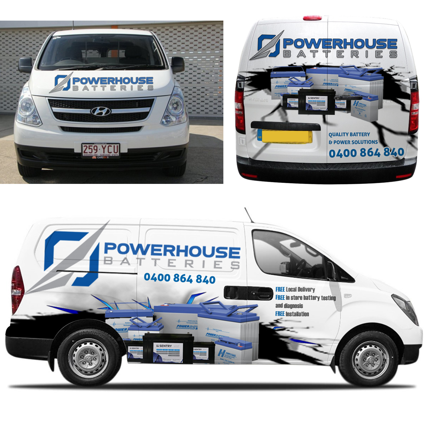 Car Wrap Design by aabirk09 for Powerhouse Batteries Pty Ltd | Design #19892304