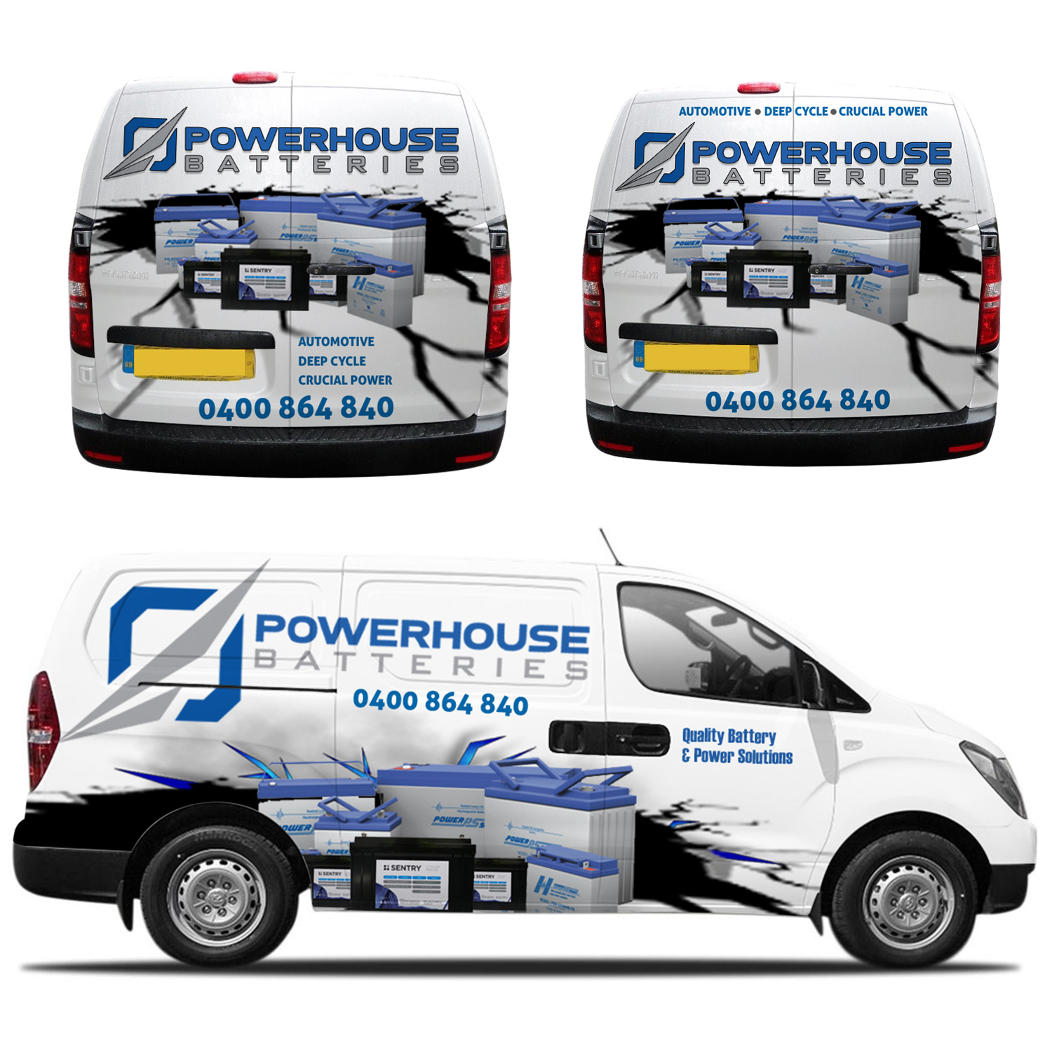 Car Wrap Design by aabirk09 for Powerhouse Batteries Pty Ltd | Design #19927432