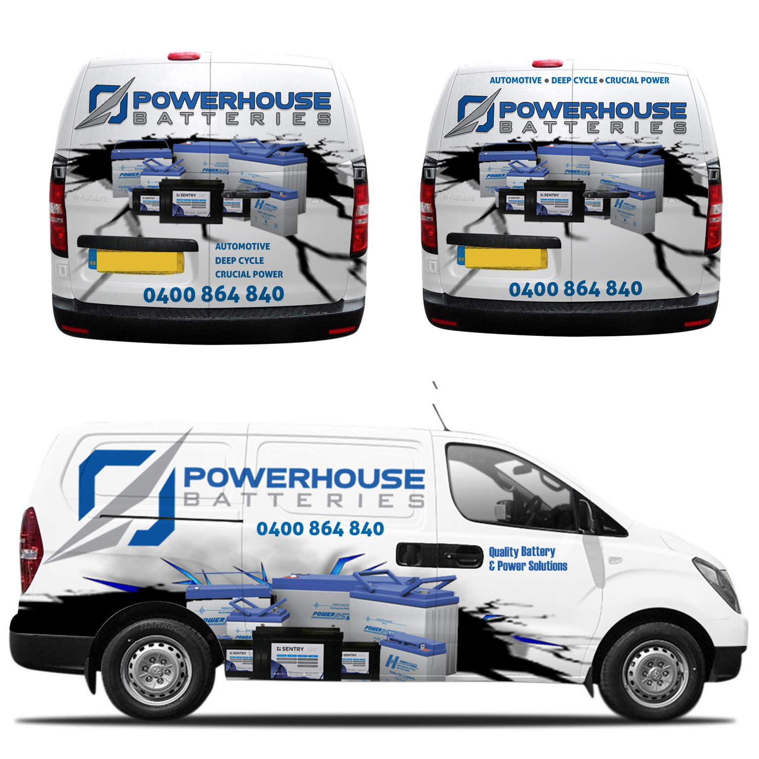 Car Wrap Design by aabirk09 for Powerhouse Batteries Pty Ltd | Design #19975500