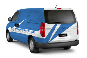 Powerhouse Batteries car wrap. | Car Wrap Design by AppGeek