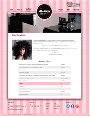 WordPress-Design von NABS DESIGN für Anastasia Metro Hair Designs Inc | Design: #2944067