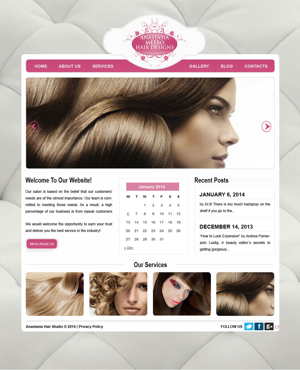 Wordpress Design by pb for Anastasia Metro Hair Designs Inc | Design #2911387
