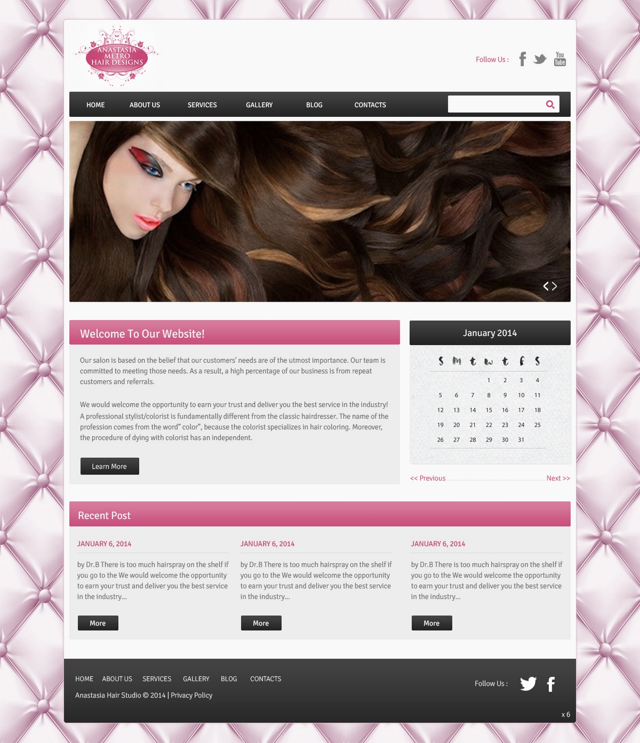 Wordpress Design by pb for Anastasia Metro Hair Designs Inc | Design #2911398