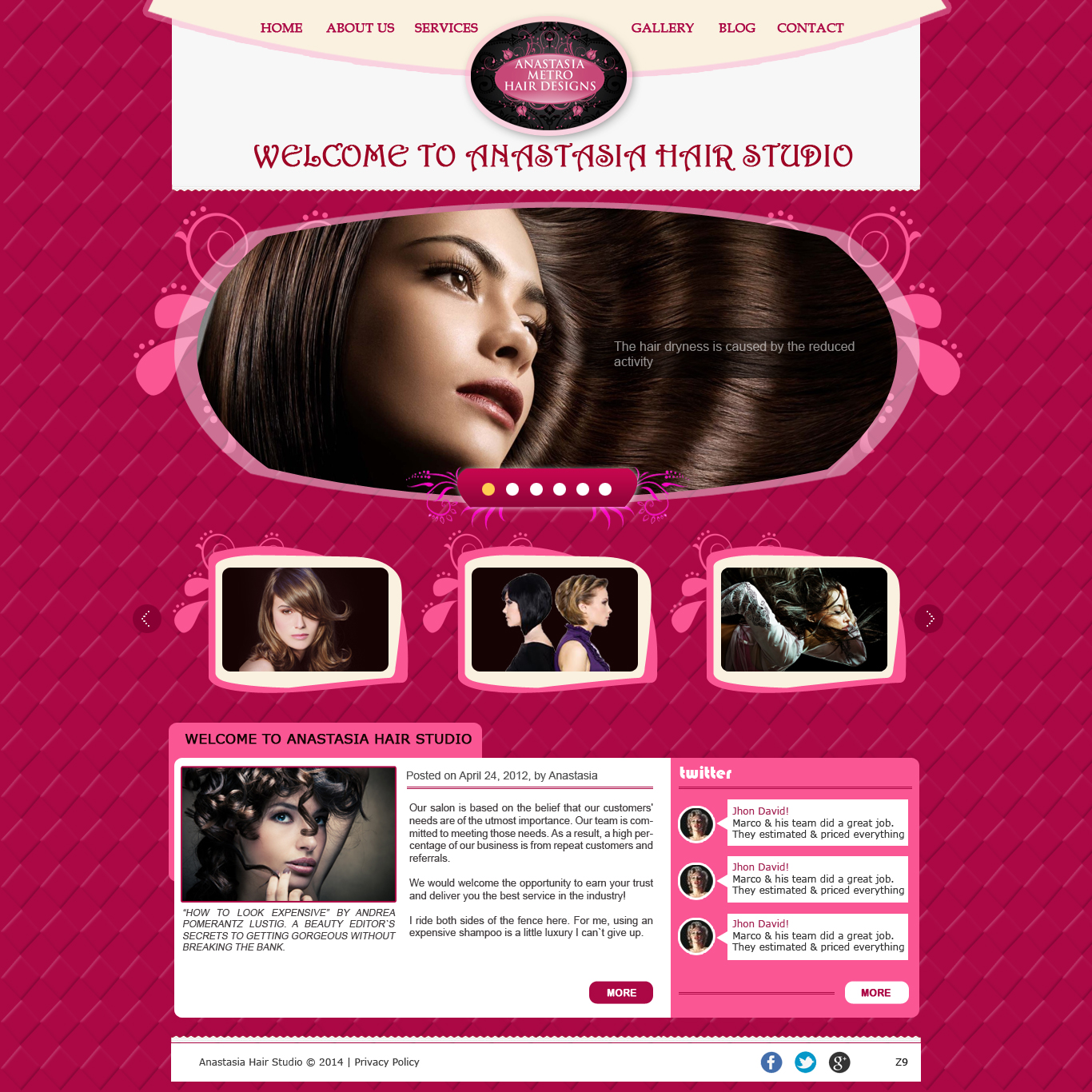 Design Wordpress par pb pour Anastasia Metro Hair Designs Inc | Design #2911400