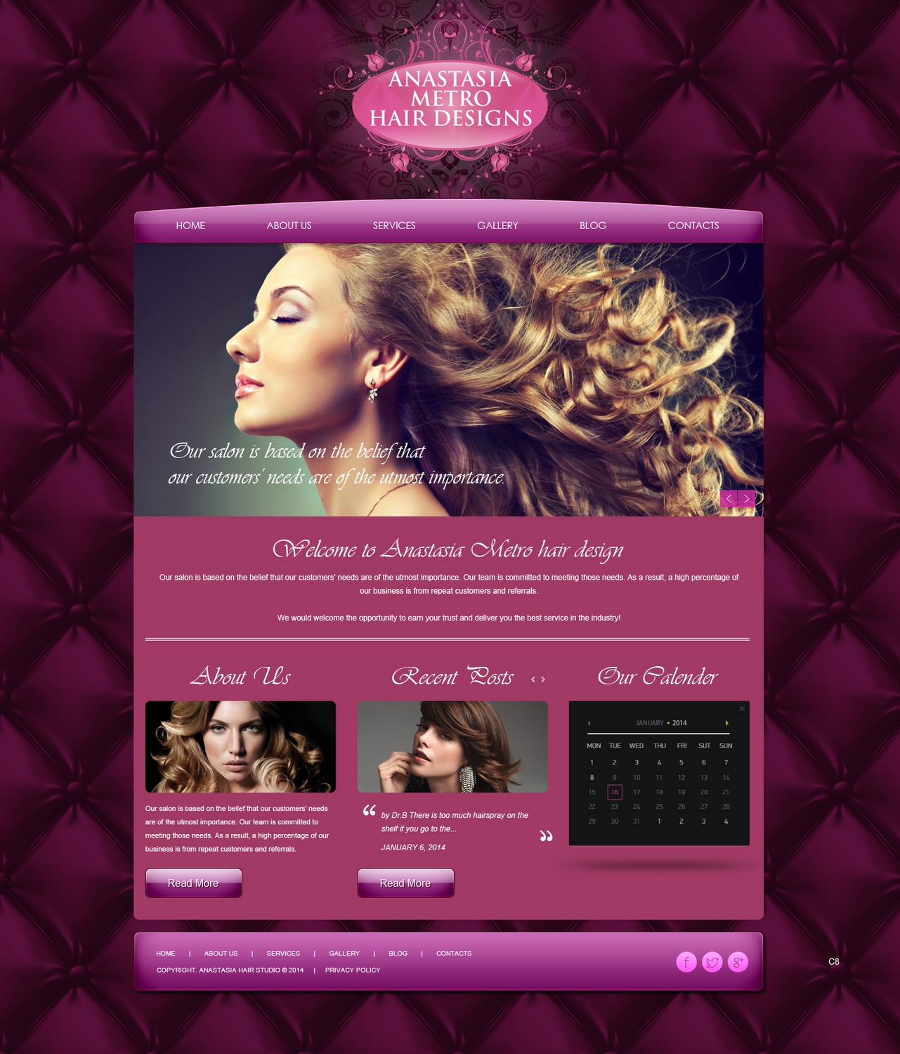 Wordpress Design by pb for Anastasia Metro Hair Designs Inc | Design #2915785