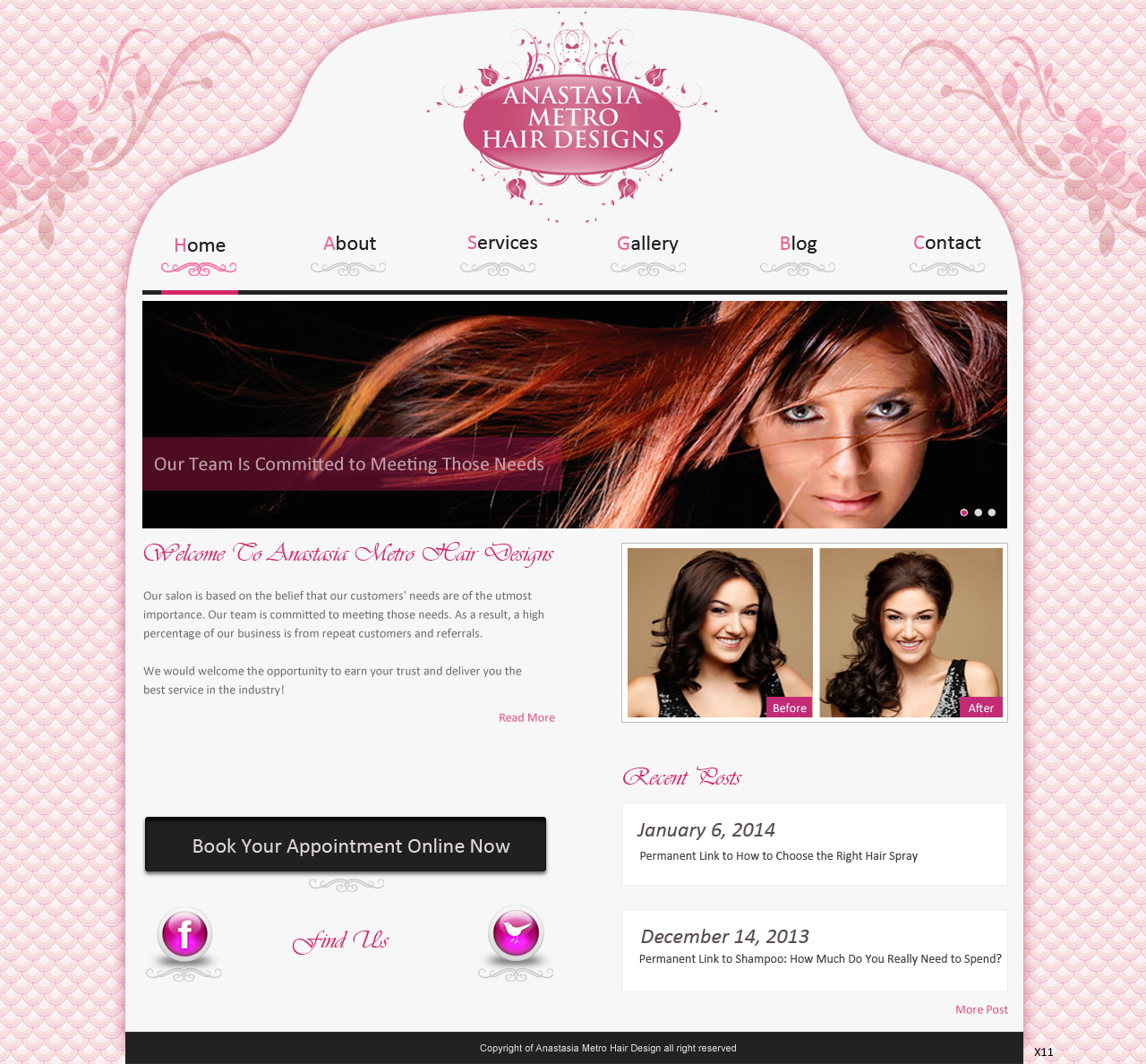 Wordpress Design by pb for Anastasia Metro Hair Designs Inc | Design #2923302
