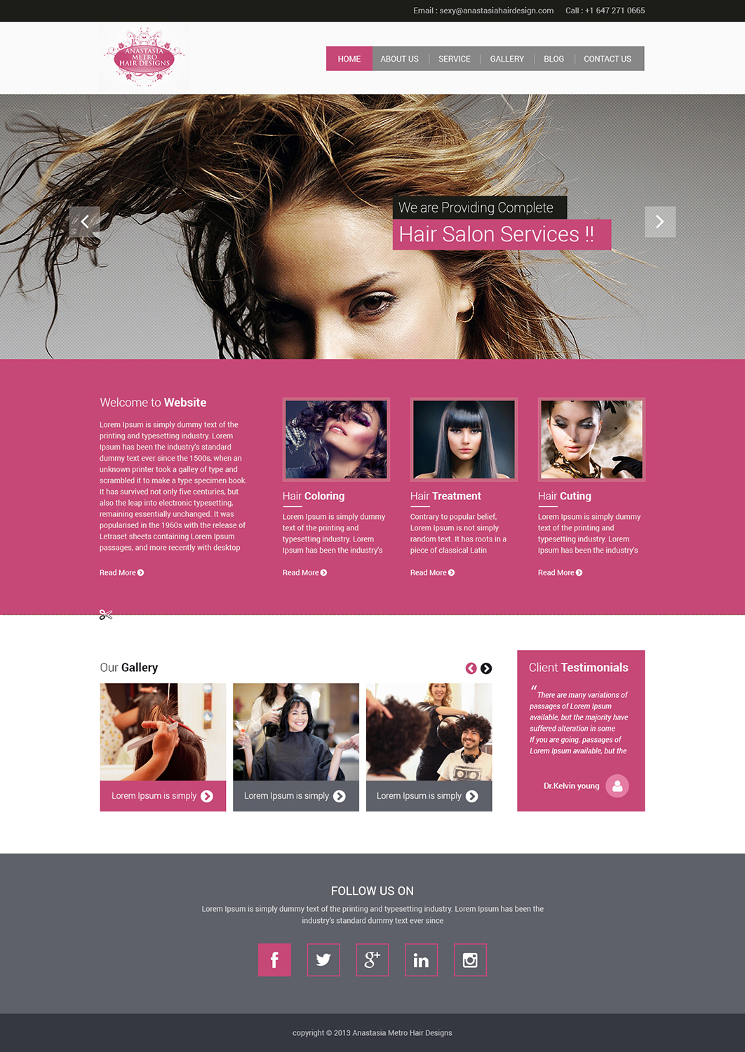 Design Wordpress par Empireweb pour Anastasia Metro Hair Designs Inc | Design #2975526