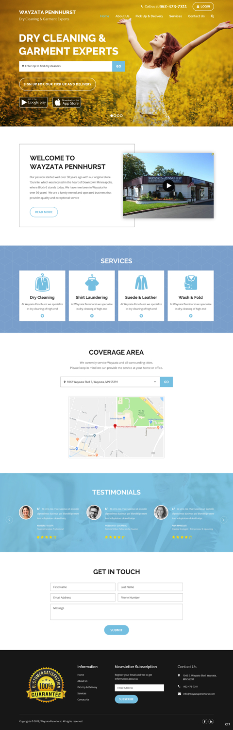 Wordpress Design by pb for Premier Dry Cleaning Delivery | Design #19754390