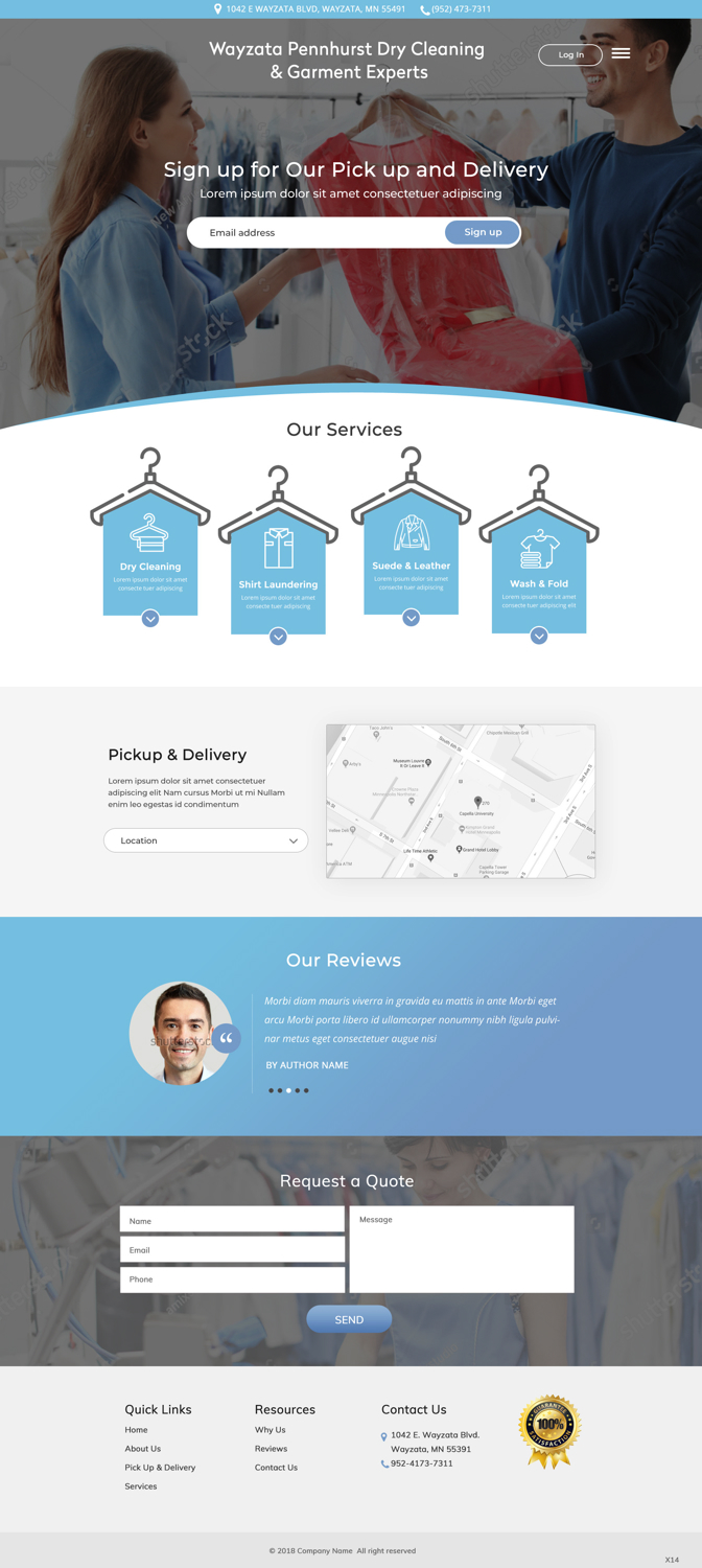 Wordpress Design by pb for Premier Dry Cleaning Delivery | Design #19754396