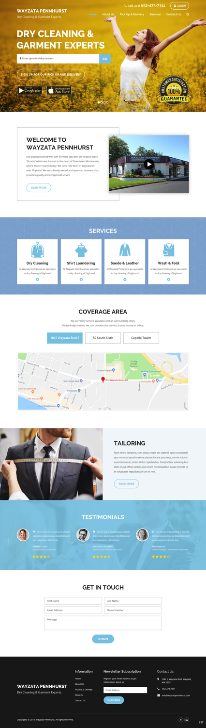 Design Wordpress par pb pour Premier Dry Cleaning Delivery | Design #19765508