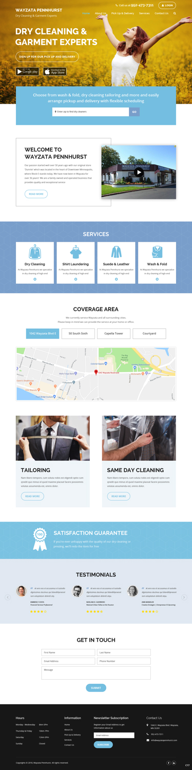 WordPress-Design von pb für Premier Dry Cleaning Delivery | Design #19820809
