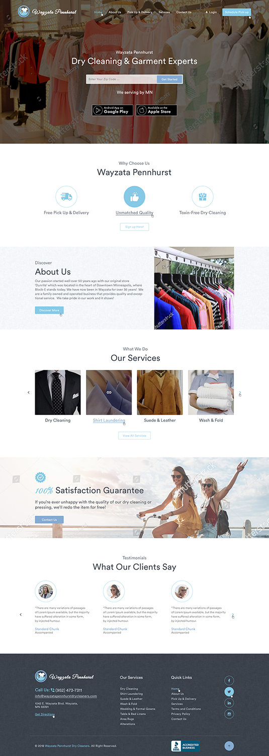 Wordpress Design by Ved Web Services for Premier Dry Cleaning Delivery | Design #19764045