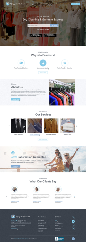 Design Wordpress par Ved Web Services pour Premier Dry Cleaning Delivery | Design #19764045