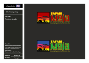 Safari Moja          Under the logo on a tagline Safaris    Migration Tours    Vehicle Hire | Diseño de Logo por nvisiondesign.co.uk