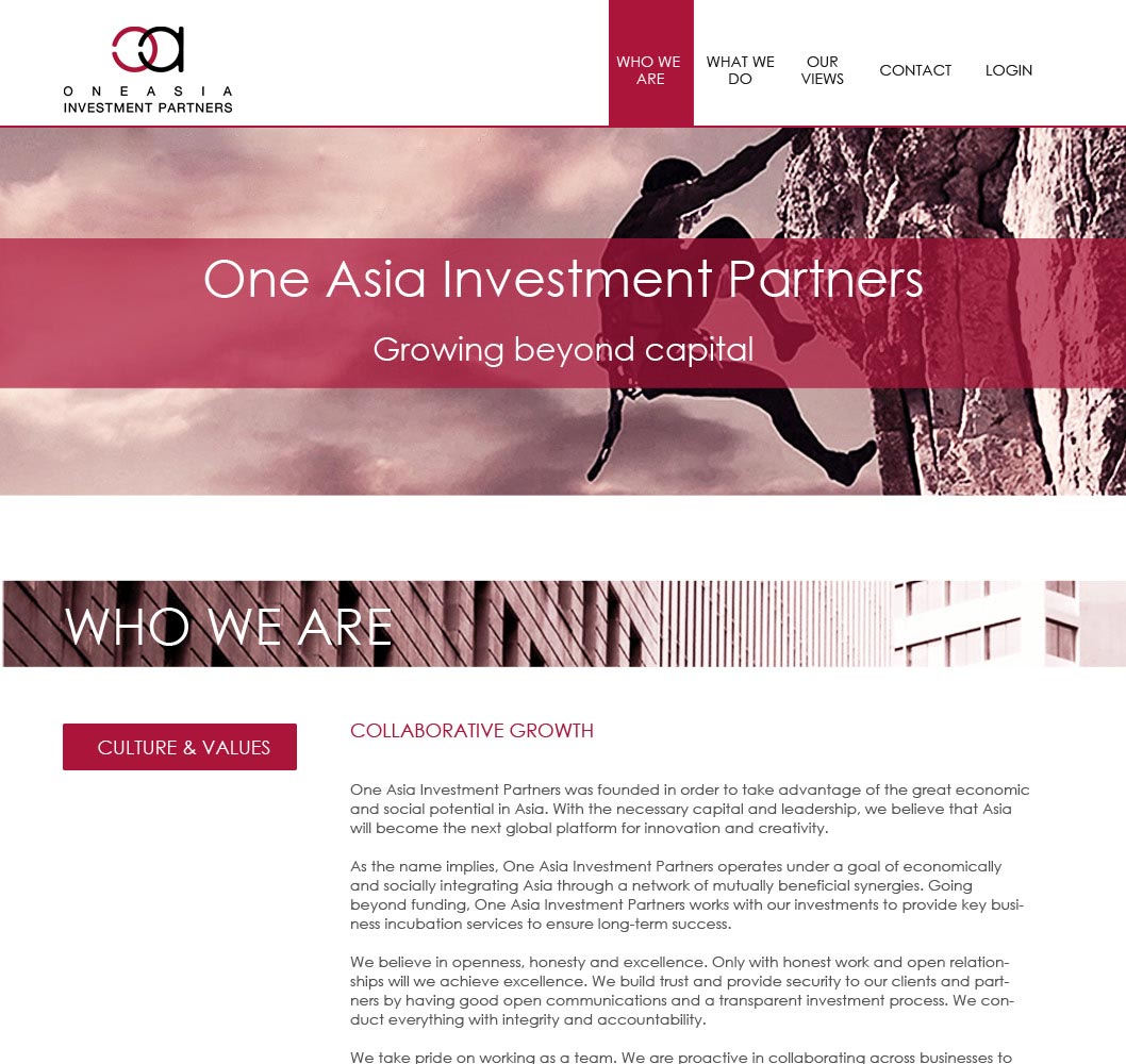 Web Design by greenstream for One Asia Investment Partners | Design #2927932