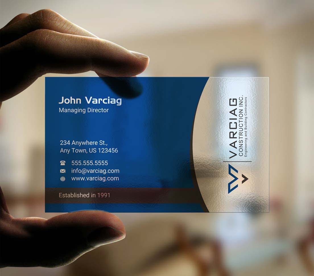 Diseño de Tarjeta de Presentación por INDIAN_Ashok para Varciag Construction  Inc | Diseño #19782191
