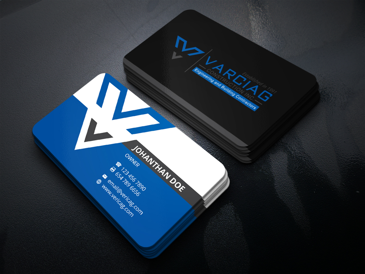 Visitenkarten-Design von JK18 für Varciag Construction  Inc | Design #19782596
