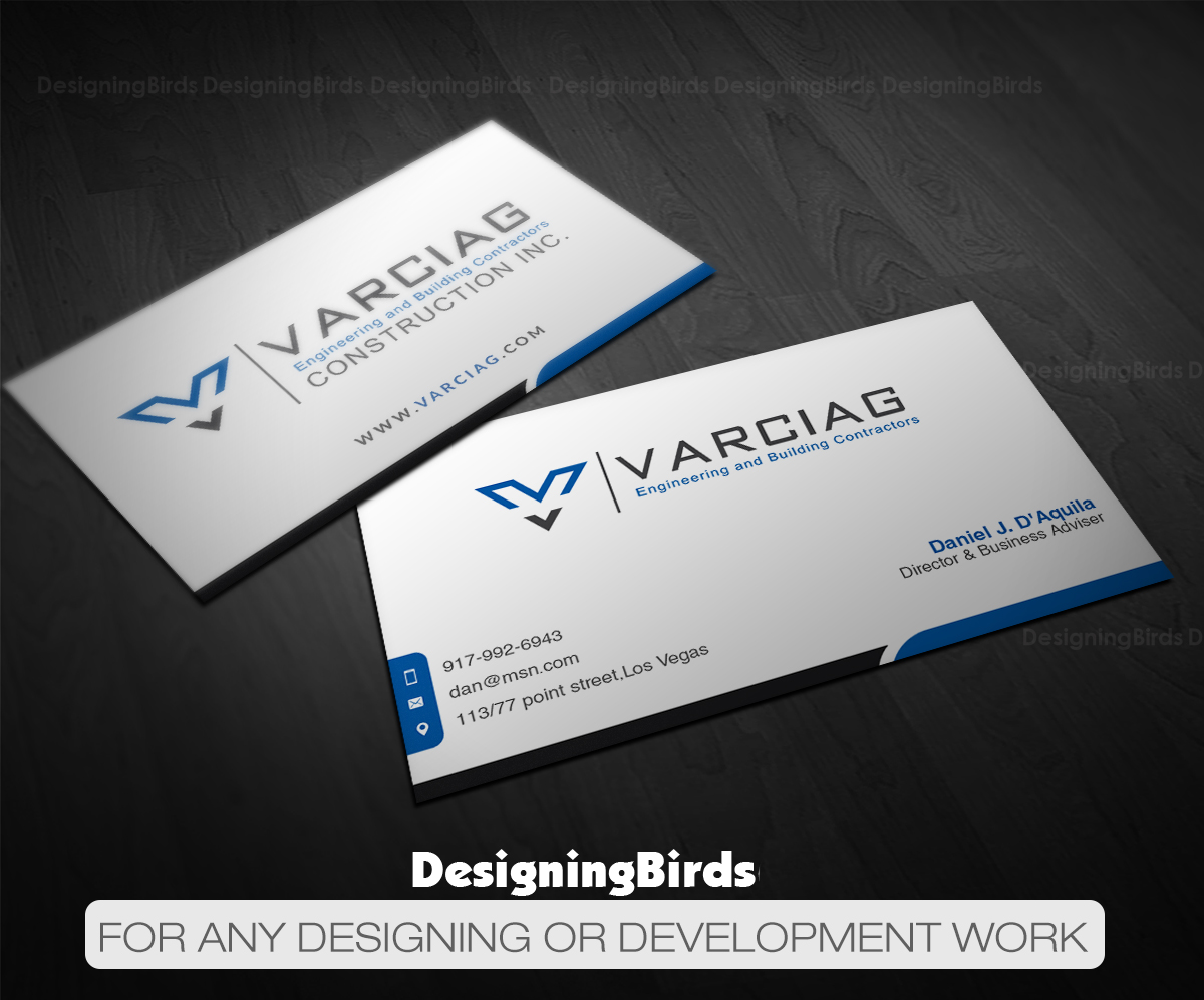 Visitenkarten-Design von Designing Birds für Varciag Construction  Inc | Design #19781215
