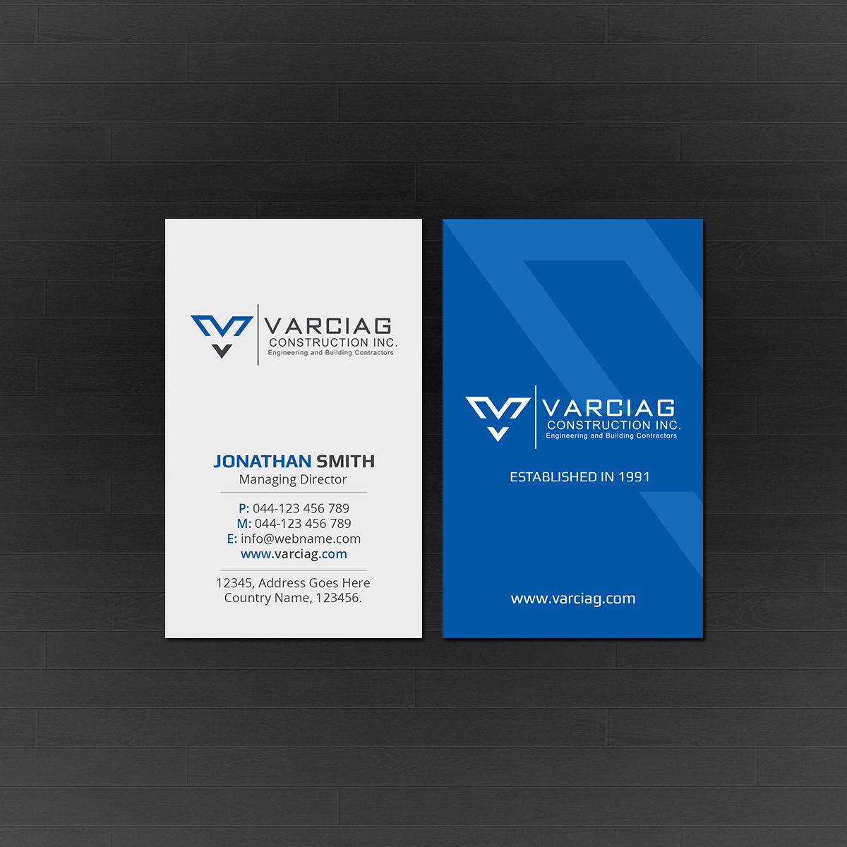 Diseño de Tarjeta de Presentación por Creations Box 2015 para Varciag Construction  Inc | Diseño #19786960