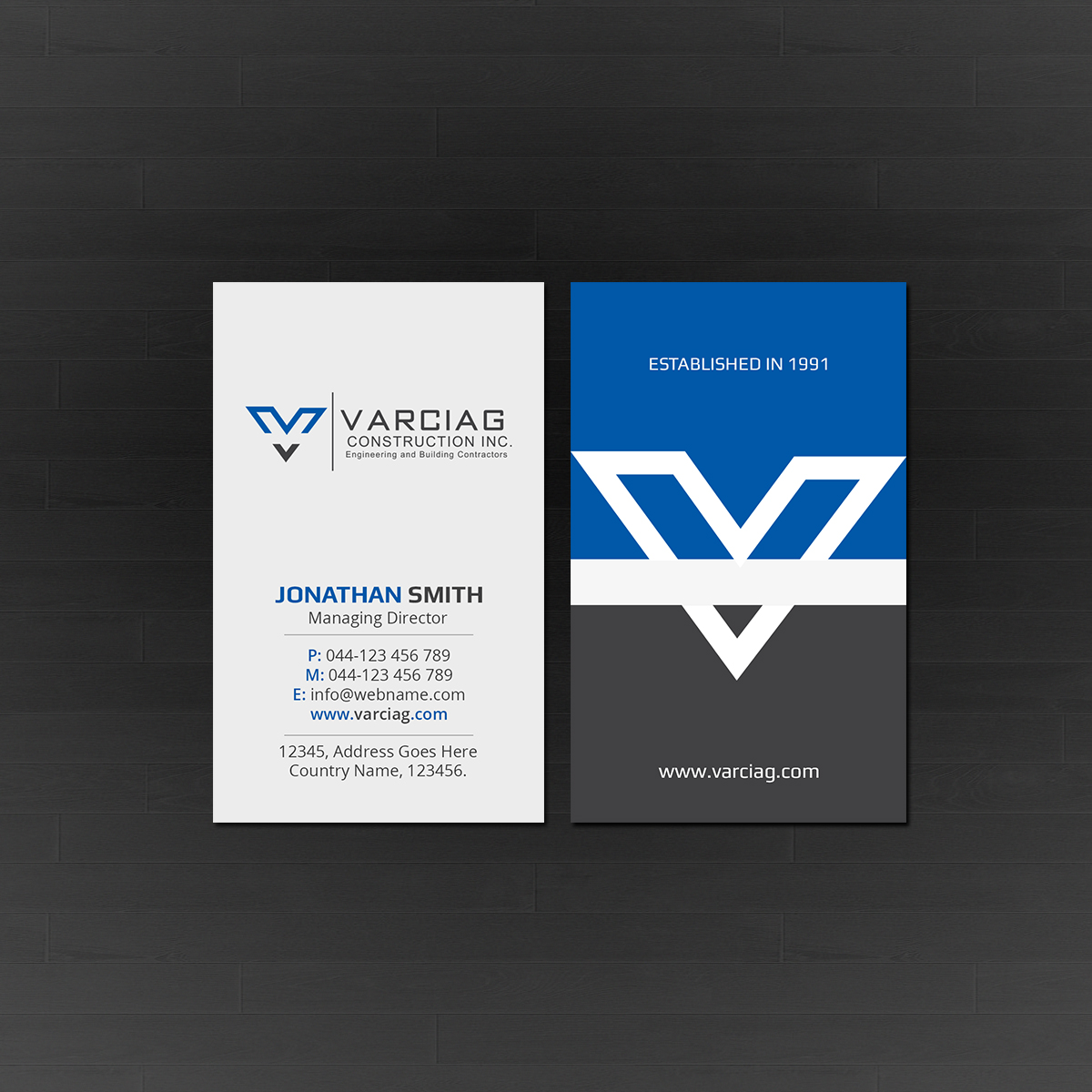 Diseño de Tarjeta de Presentación por Creations Box 2015 para Varciag Construction  Inc | Diseño #19786961