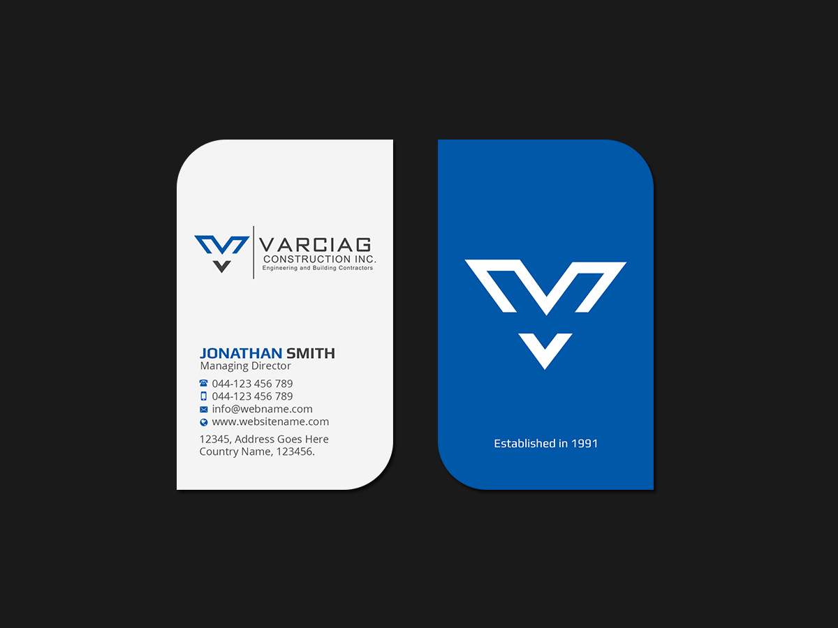 Diseño de Tarjeta de Presentación por Creations Box 2015 para Varciag Construction  Inc | Diseño #19786965