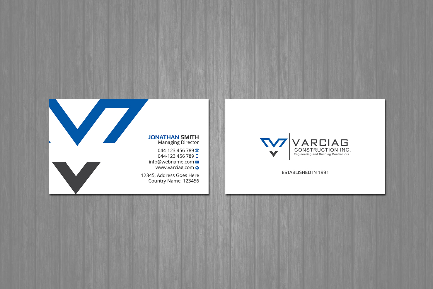 Diseño de Tarjeta de Presentación por Creations Box 2015 para Varciag Construction  Inc | Diseño #19789213