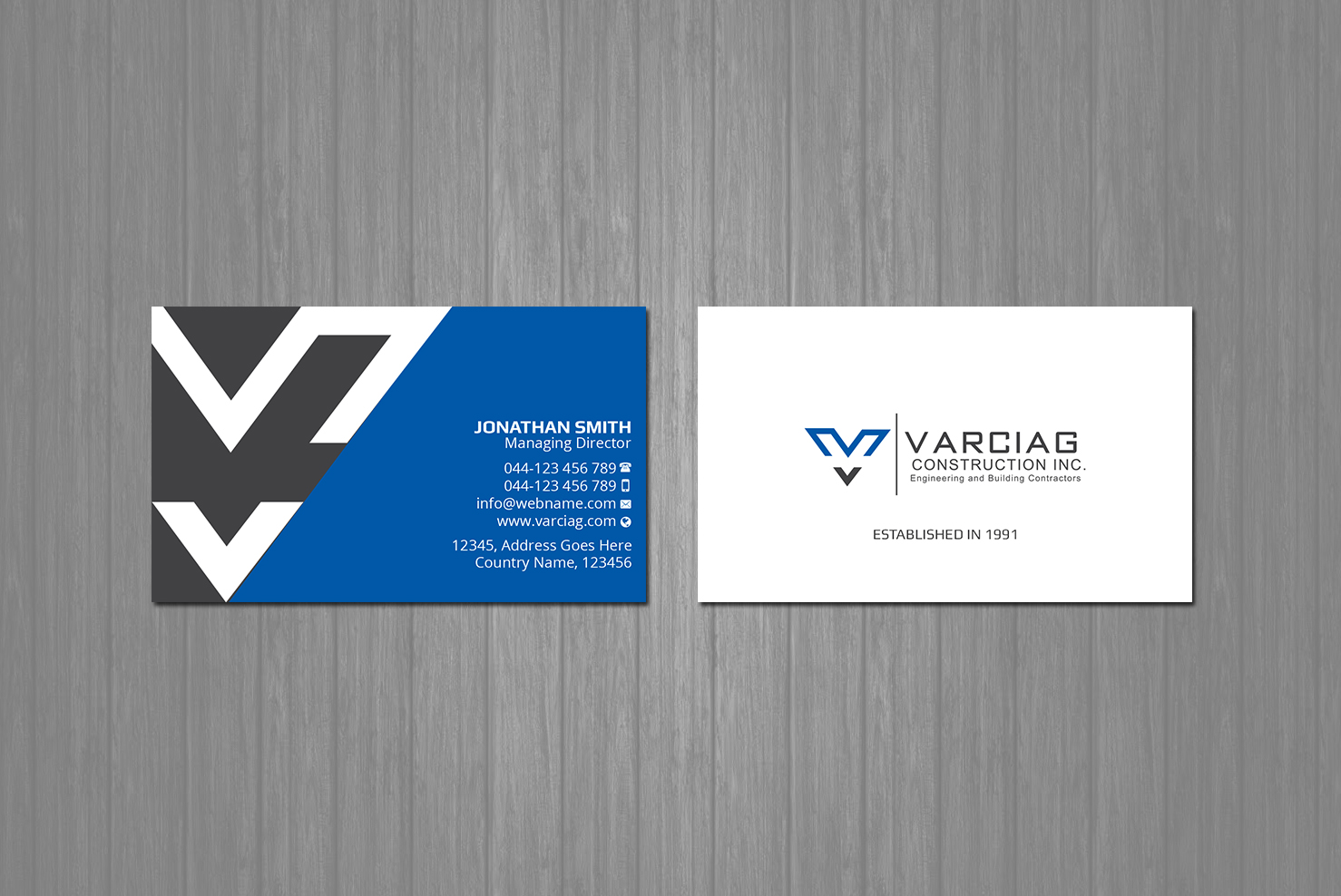 Diseño de Tarjeta de Presentación por Creations Box 2015 para Varciag Construction  Inc | Diseño #19789215