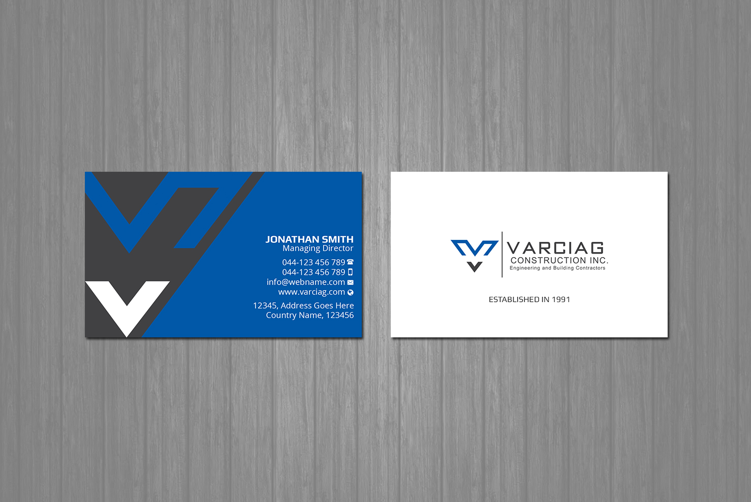 Diseño de Tarjeta de Presentación por Creations Box 2015 para Varciag Construction  Inc | Diseño #19789217