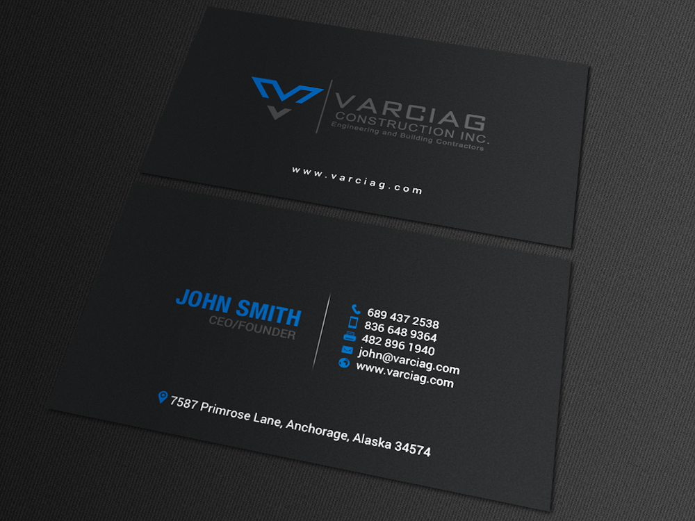 Diseño de Tarjeta de Presentación por chandrayaan.creative para Varciag Construction  Inc | Diseño #19784484