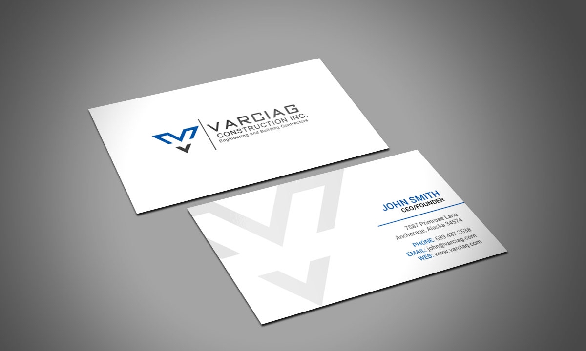 Diseño de Tarjeta de Presentación por chandrayaan.creative para Varciag Construction  Inc | Diseño #19784491