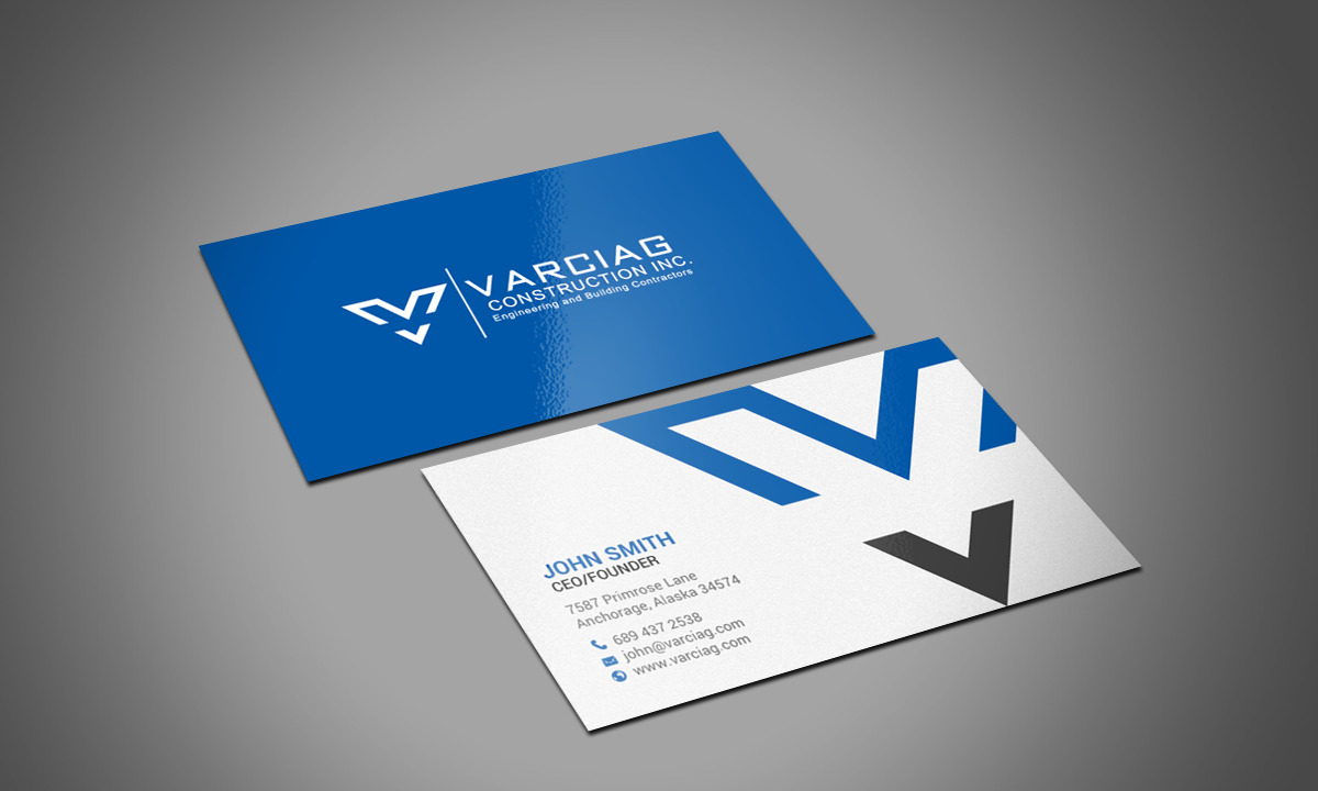 Business Card Design by chandrayaan.creative for Varciag Construction  Inc | Design #19784492