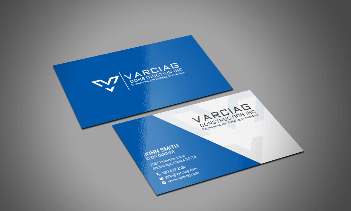 Diseño de Tarjeta de Presentación por chandrayaan.creative para Varciag Construction  Inc | Diseño #19784497