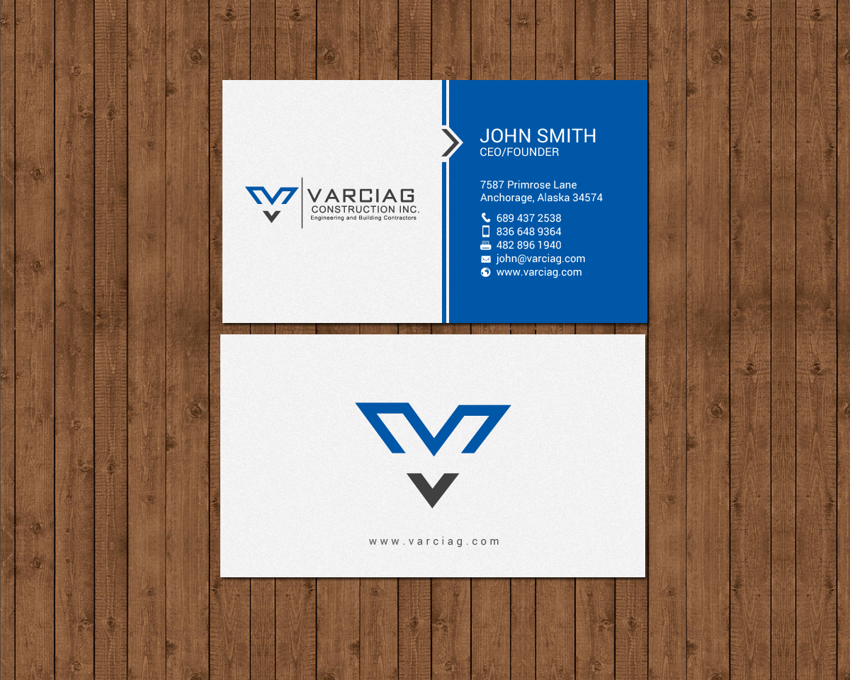 Diseño de Tarjeta de Presentación por chandrayaan.creative para Varciag Construction  Inc | Diseño #19784758