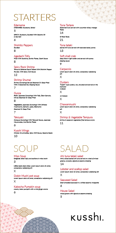 Menu Design by eleven for this project | Design #19835430