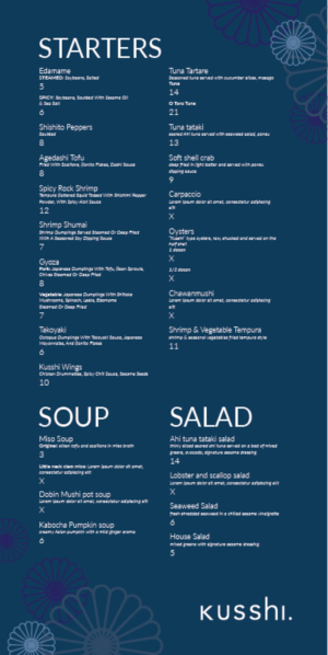 Menu Design by eleven for this project | Design: #19835572
