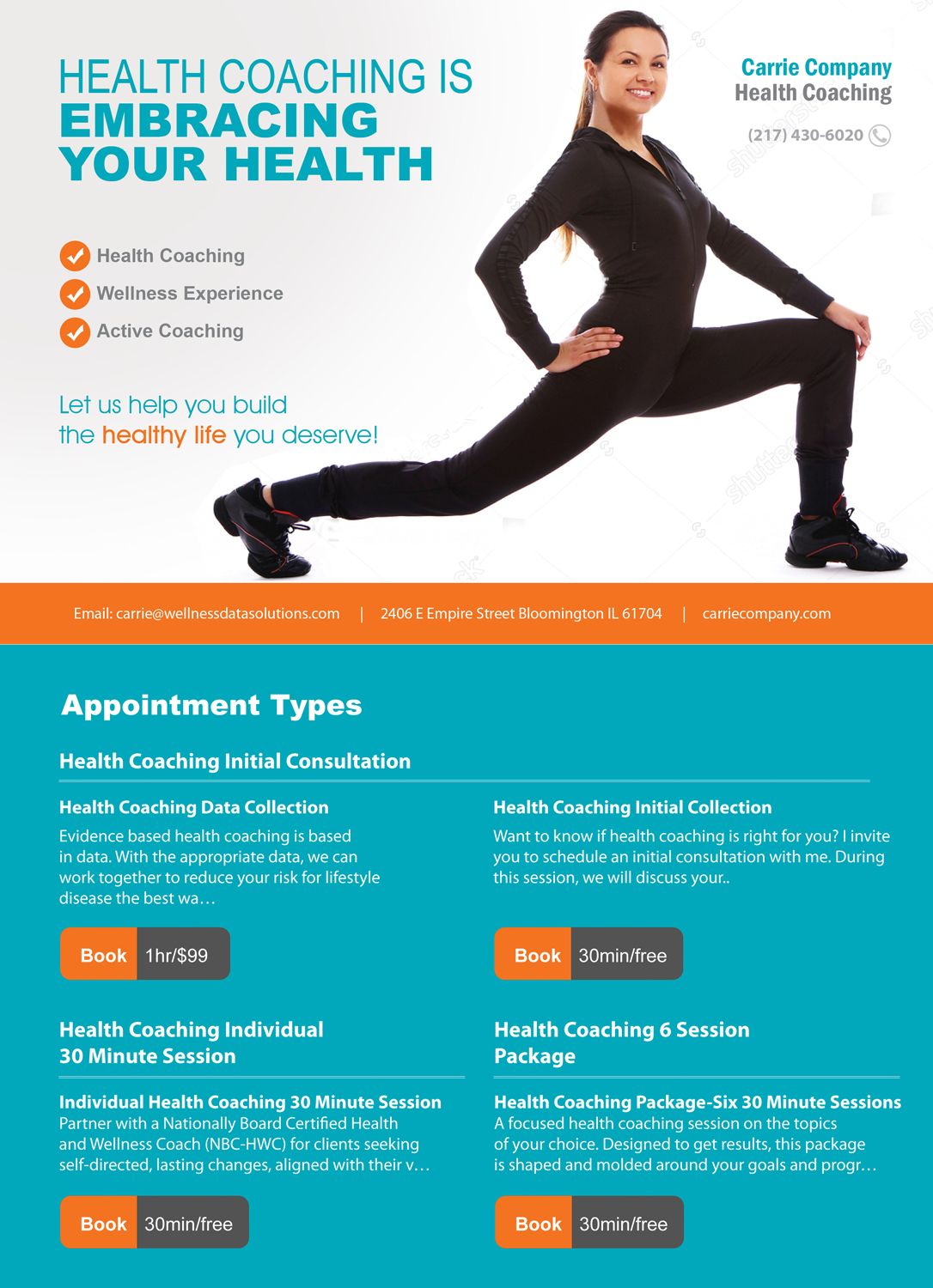 Flyer Design by ColorDrops for Carrie Company Health Coaching | Design #19794960