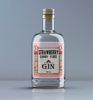 A label for a gin called Strawberry Candy Floss Gin | Label Design by ronin71
