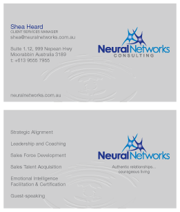 Business Card Design by Simon Hon for Neural Networks Consulting Pty Ltd | Design #2957105