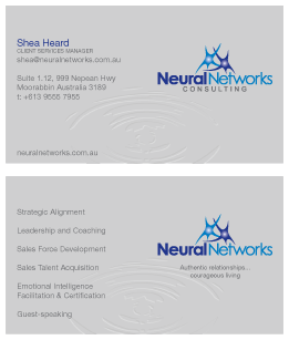 Business Card Design by Simon Hon for Neural Networks Consulting Pty Ltd | Design #2957105