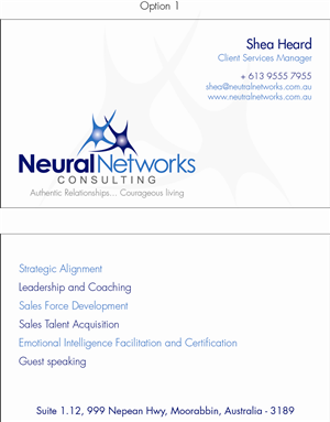Business Card Design by Parimal for Neural Networks Consulting Pty Ltd | Design #2913245