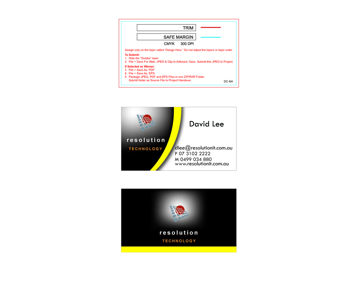 Diseño de Tarjeta de Presentación por leebswz para Resolution Technology | Diseño #2911887