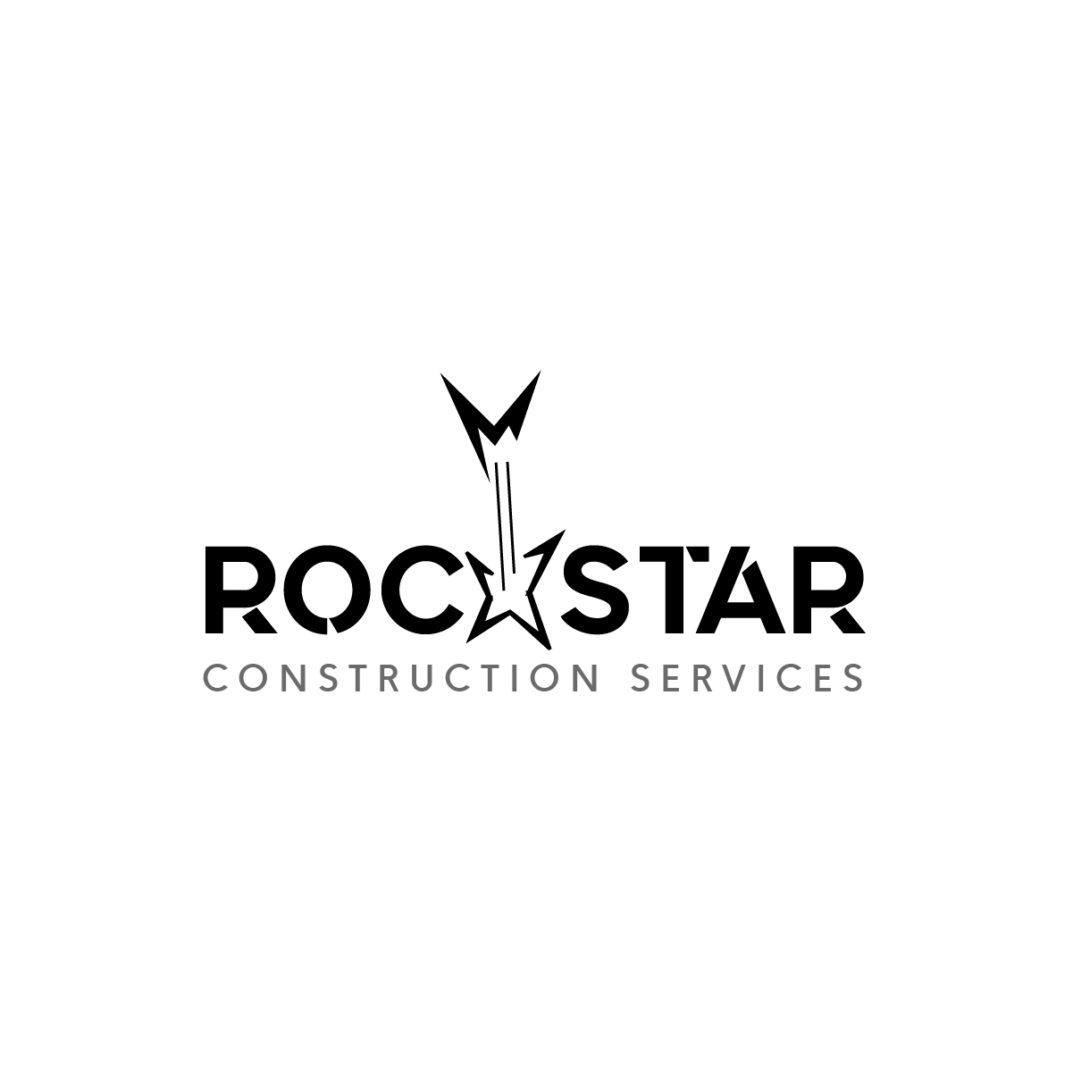 masculine bold logo design for rockstar construction rakstar designs