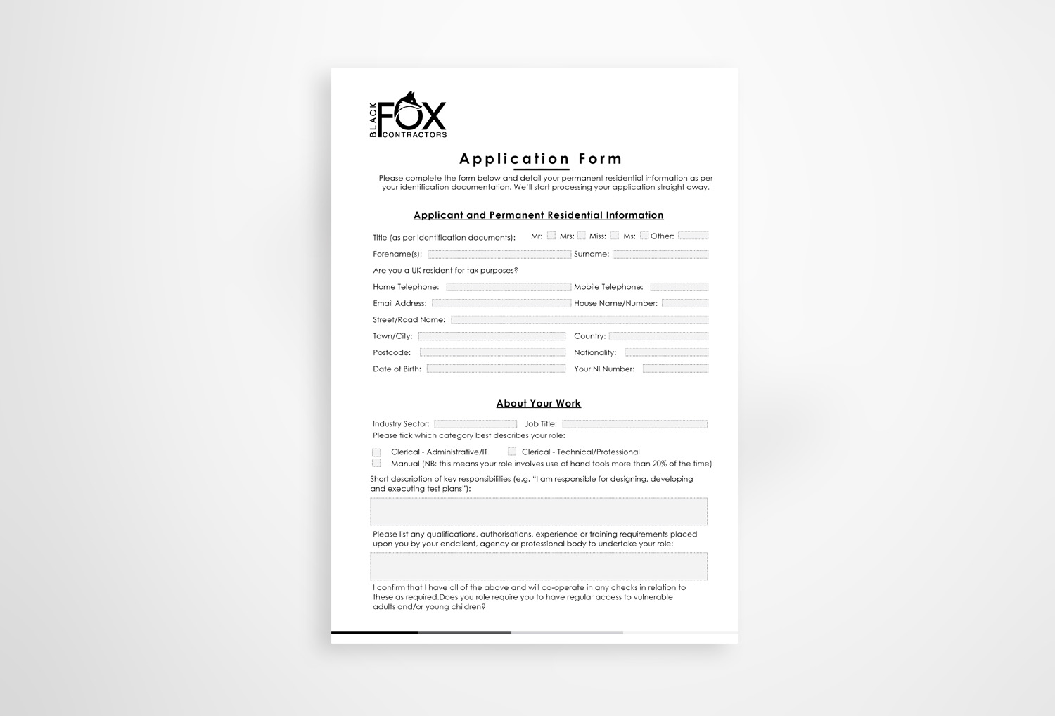 Word Template Design by nafizrahat for Black Fox Contractor | Design #19831670