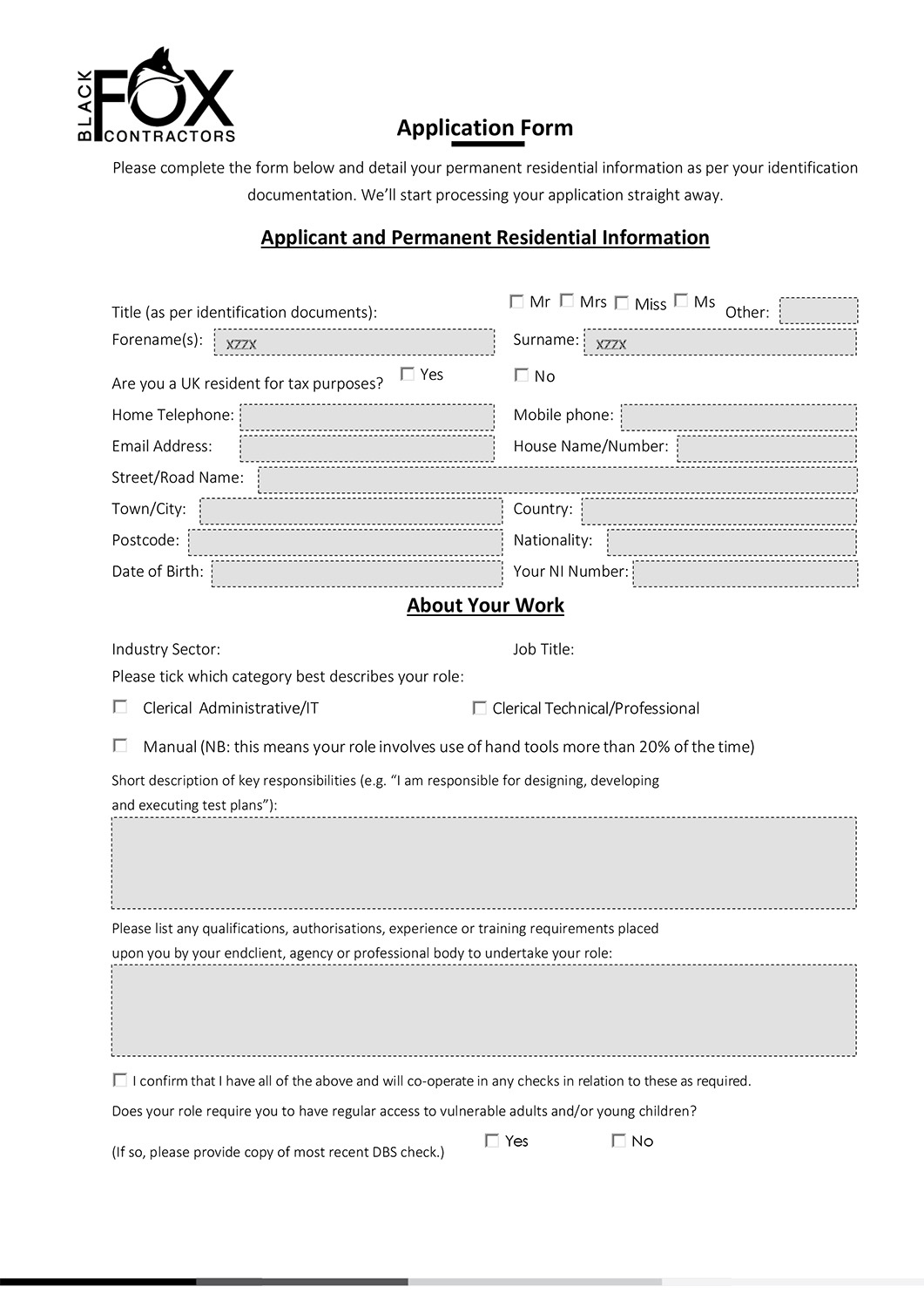 Word Template Design by nafizrahat for Black Fox Contractor | Design #19859927