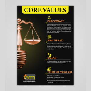 Core values in our company IAM (Immigration and Migration) | Flyer-Design von aspiremedia