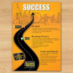 Core values in our company IAM (Immigration and Migration) | Flyer-Design von ecorokerz