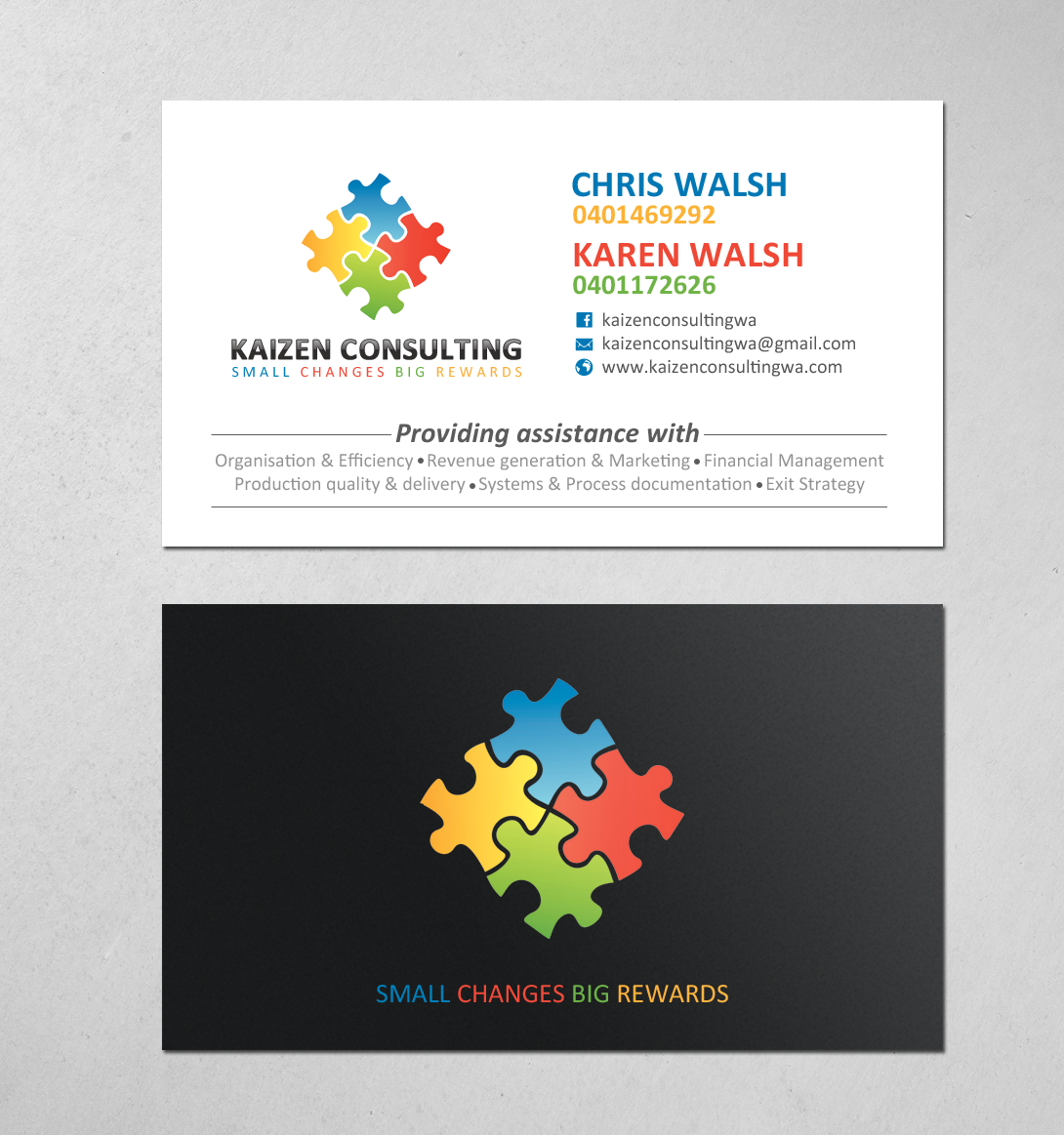 Business Card Design by chandrayaan.creative for Kaizen Consulting | Design #19849795