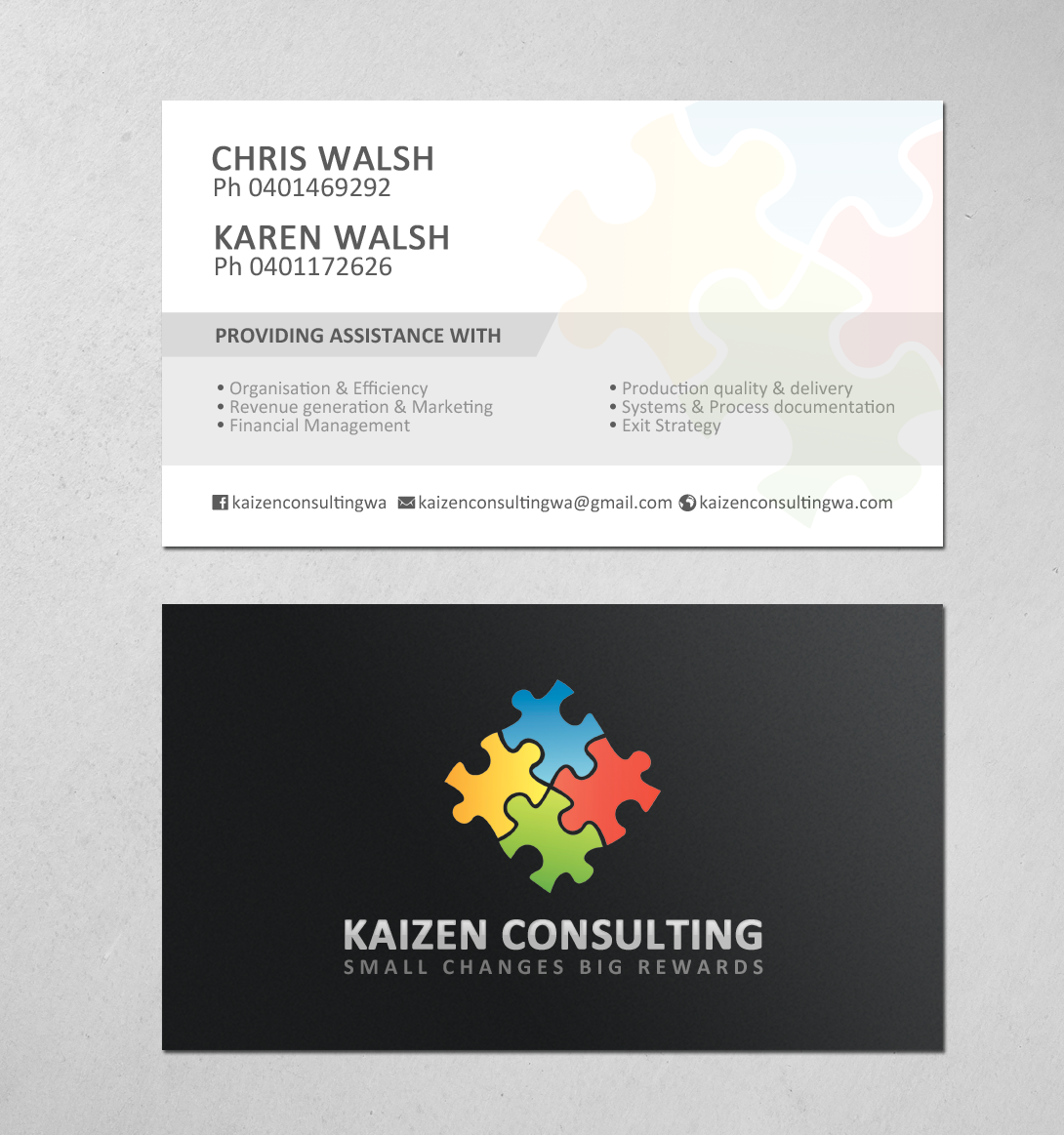 Business Card Design by chandrayaan.creative for Kaizen Consulting | Design #19849799
