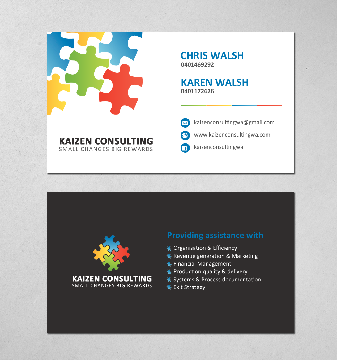 Business Card Design by chandrayaan.creative for Kaizen Consulting | Design #19849852